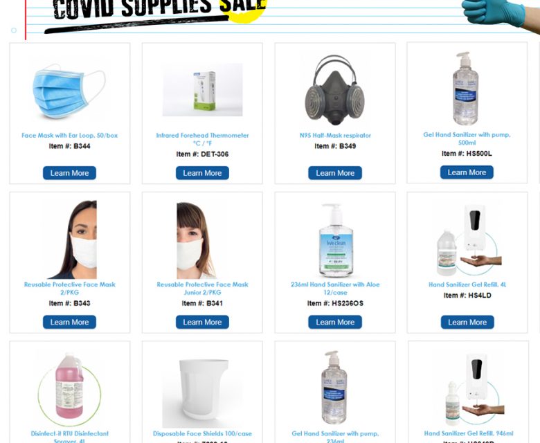 Back to Work - Covid Supplies Sale on PPE, Santizer, Etc