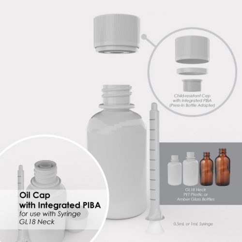 Oil Cap with Integrated PIBA, for use with Syringe GL18 Neck