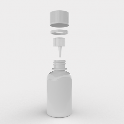Cannasupplies Child-resistant Cap with Integrated Dosing Plug Exploded view