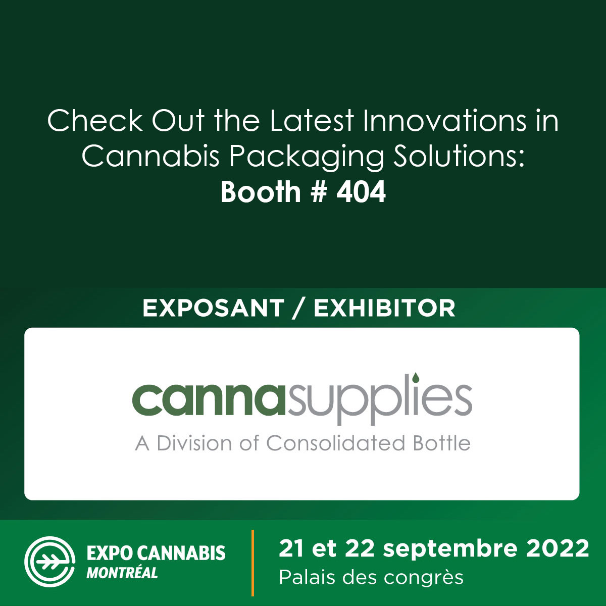 Cannasupplies is exhibiting at the Montreal Cannabis Expo