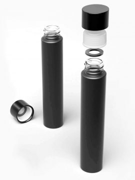 Cannasupplies Glass Preroll tube with Specialty CR Closure, with Silicone Seal Technology