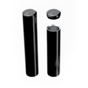 Cannasupplies Aluminum tube decorated in black, with specialty cr-capable closure