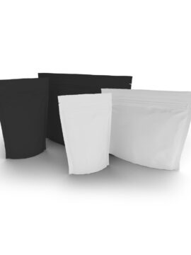 Cannasupplies CR Pouches for dried flower, edibles and more. In-stock in 3 sizes in black or white, or contact us to learn more about custom printing.